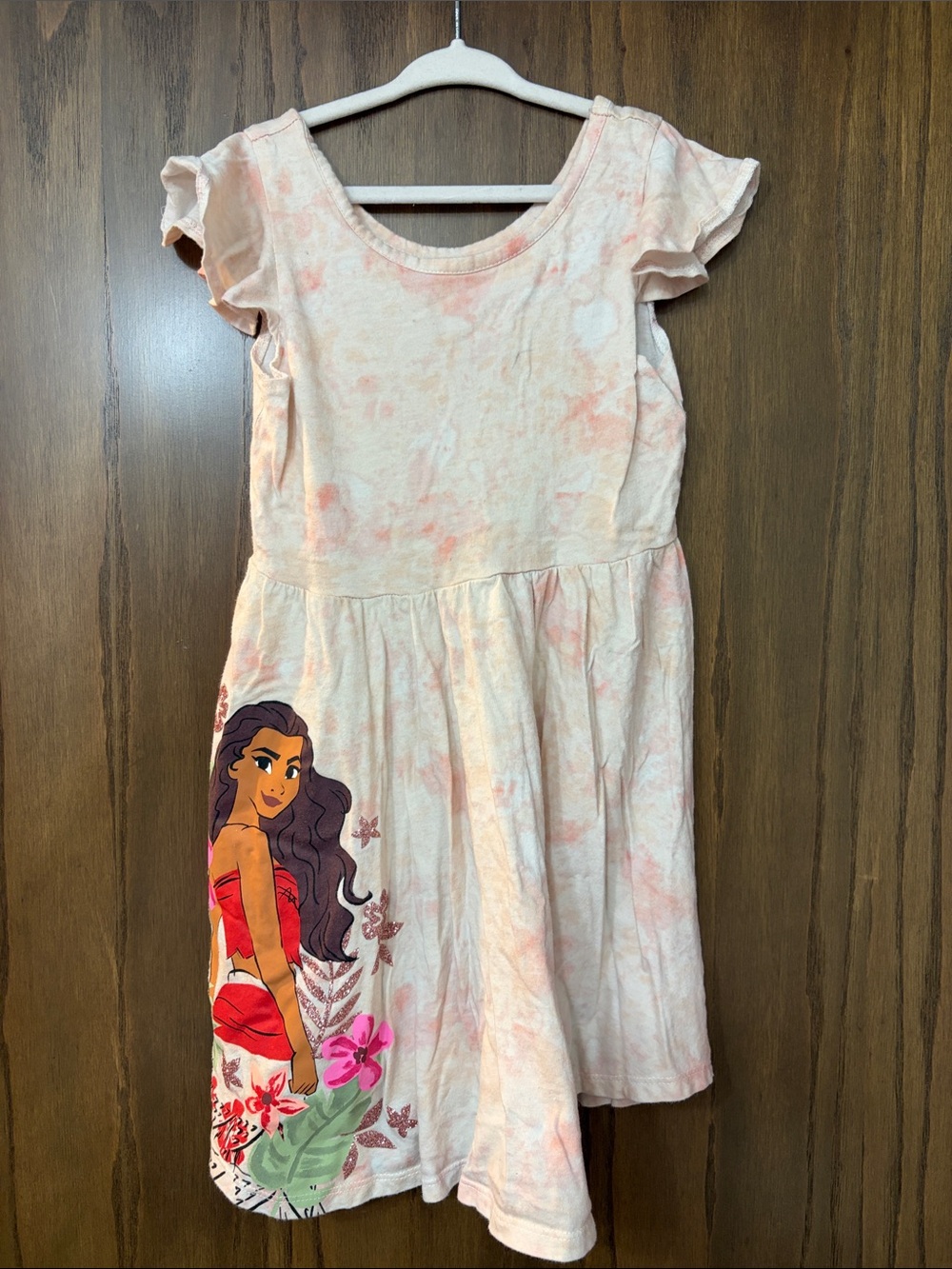 Disney Moana Girls tie dye pink dress